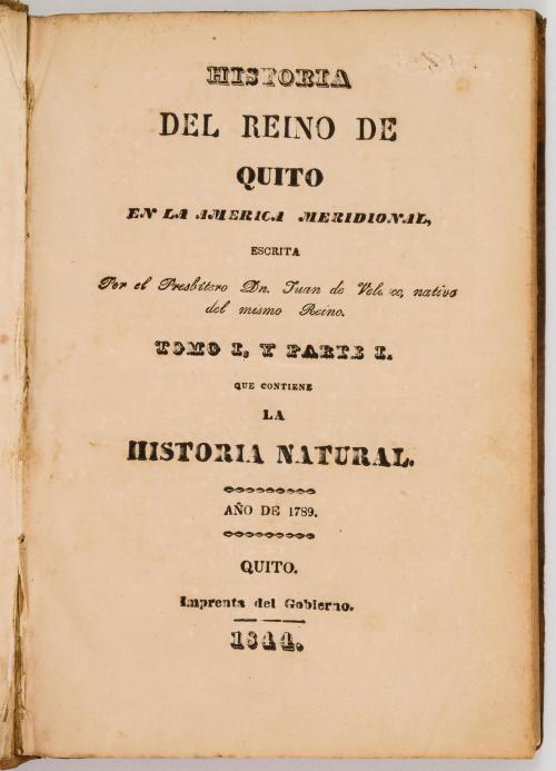 Velasco, Juan de : Historia del Reino de Quito en la Améric