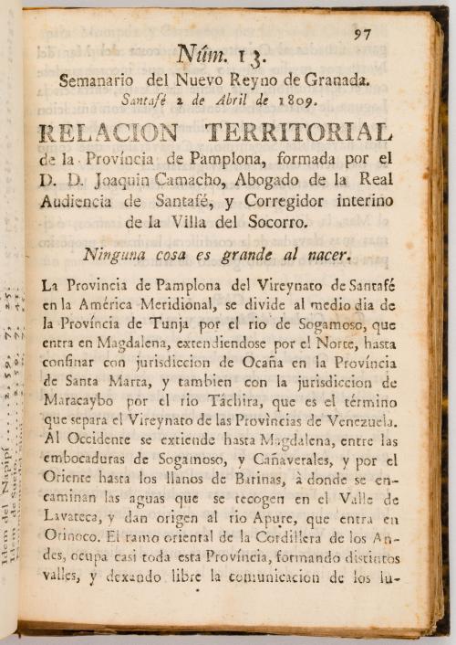 Caldas, Francisco José de : Semanario del Nuevo Reyno de Gr