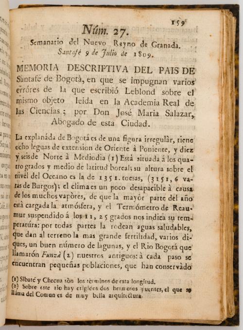 Caldas, Francisco José de : Semanario del Nuevo Reyno de Gr